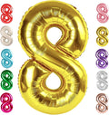 40 Inch Number 8 Balloon, Gold 8 18 28 80 Birthday Balloons for Men Boys, 8th Birthday Decorations Party Supplies, Wedding, Graduations