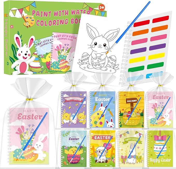24 Water Coloring Books Party Favors -Toddler Easter Basket Stuffers Crafts Gifts, Mini Coloring Books Bulk for Kids Boys Girls Classroom School Activity easter Basket Goodie Bag Fillers (Easter A)