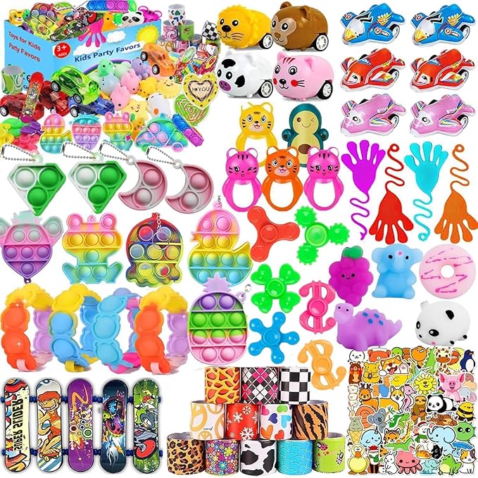 117 Pack Party Favors for Kids 3-5 4-8 8-12, Fidget Toys, Treasure Box Toys for Classroom, Pinata Filler, Goodie Bag Stuffers, Treasure Chest, Prize Box Toys, Classroom Prizes