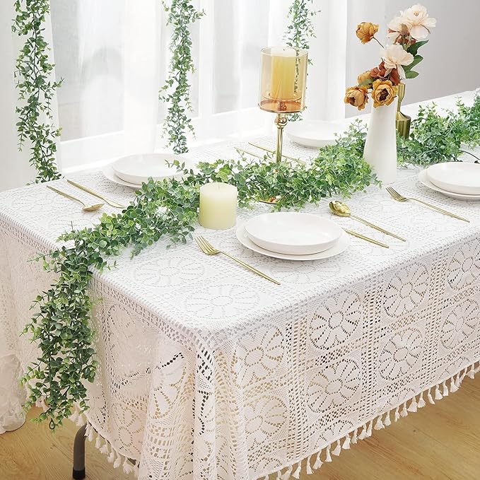 Dolicer 5 Packs Eucalyptus Garland with LED Lights String, 30Ft Faux Eucalyptus Greenery Garland, Artificial Hanging Green Eucalyptus Leaves Vine Wedding Backdrop Arch Wall Table Decor (Grey Green)