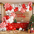 Christmas Balloon Garland Arch Kit, OTLGEUA 135Pcs Red White Silver Balloons for Candy Cane Friendsmas Christmas Party Decorations