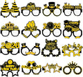 16PCS Happy New Year Glasses, New Year Paper Eyeglasses Photo Booth Props for 2026 New Year's Eve Party Supplies Decorations