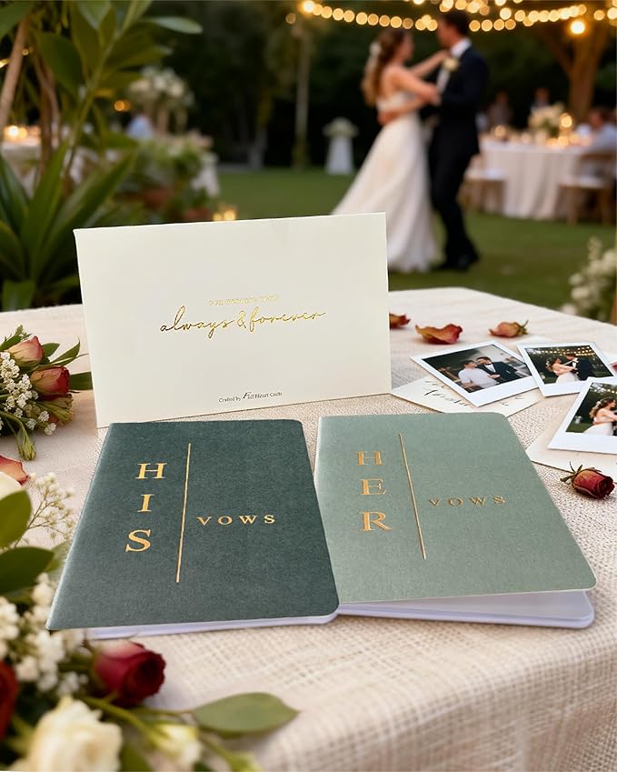 Vow Books His and Hers, Wedding Vow Books with Soft Touch Gold Foil Engraving, Wedding Essentials, Wedding Accessories