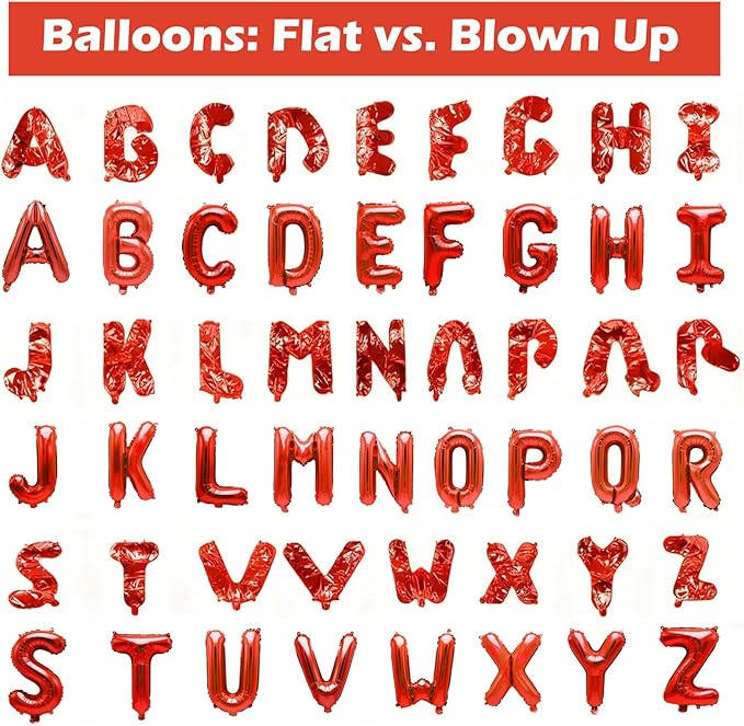 36 Pcs Red Letter Balloons, Custom A-Z Set for Personalizing Names & Phrases Party Supplies Banners - with 1 Set ABEILMNOPS for Wedding/Birthdays/Annivs/Grads Party Decoration Banner Custom Phrase