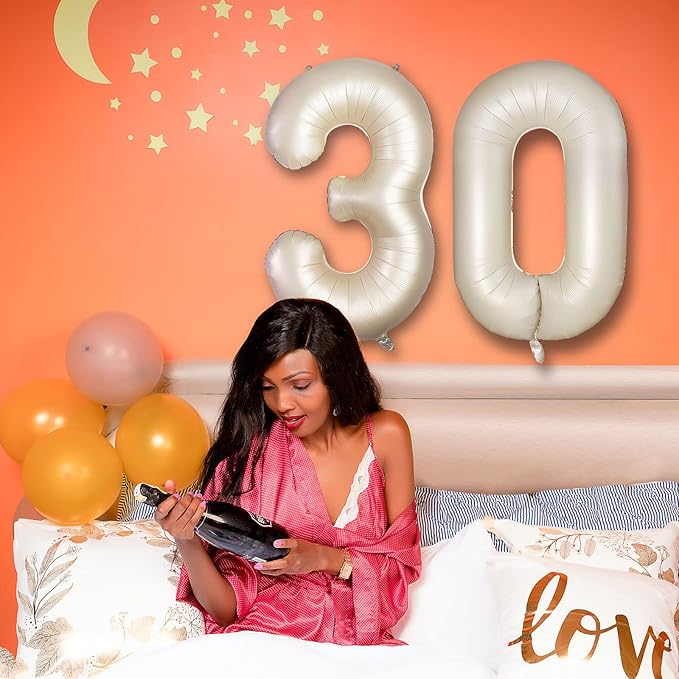 Number 3 Balloons White Sand Three Balloon for 3 Year Old Birthday Decorations 40 Inches Cream White Large Numbers 3rd Birthday Party Nude Ballons Beige 3 Digital Neutral Balloon Pearl White 3