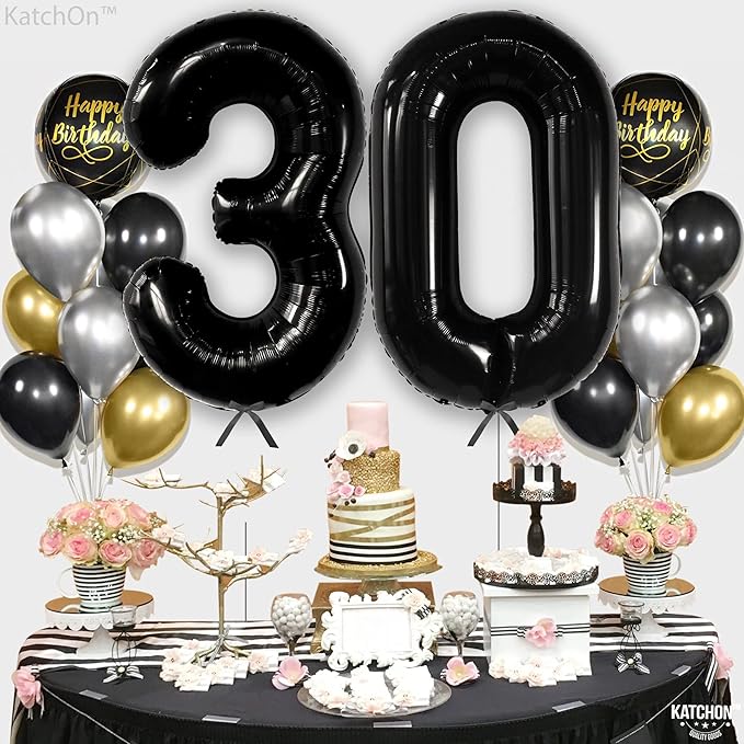 Large, Black 0 Balloon Number - 40 Inch | Foil Number Balloons for Birthday Party Decorations | 0 Balloon For Anniversary Decorations | Black Party Decoration