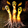 Halloween Decorations Outdoor: 3 Pack Lighted Up Ghost Yard Stakes, Spooky Ghosts Pathway Markers Lights Yard Decor, Battery Operated Trick or Treat Halloween Decor for Home Patio Lawn