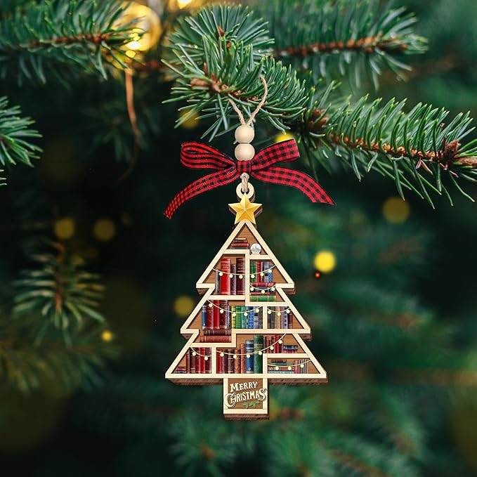 HEXMOZ Book Lover Christmas Ornaments 2025 - Book Ornaments for Christmas Tree - Book Lovers Gifts for Women - Gift Ideas for Book Lovers, Readers, Bookworms, Book Club, Bookish, Readers, Librarians