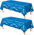 OHOME 2 Pack Beach Party Decorations - Ocean Waves Plastic Tablecloth for Pool Party Decorations - Sea Water Print Table Cover for Summer Birthday Beach Theme Blue Backdrop Banner