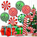 64Pcs Christmas Balloons Kit, Candy Cane Foil Balloons with Ribbons, Red Green Mylar Balloon for Party Decorations