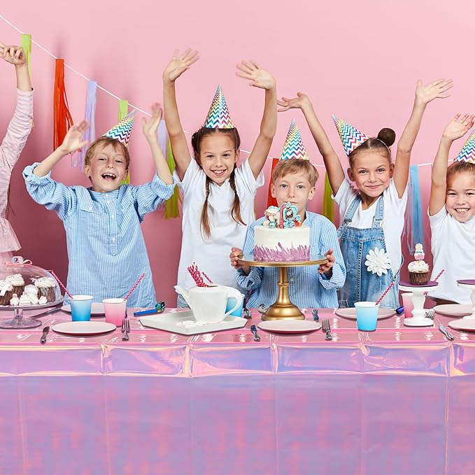 6 Pack Iridescent Plastic Tablecloth, Shiny Disposable Laser Rectangle Table Covers, Holographic Foil Tablecloth Party Decorations for Birthday Bridal Wedding Anniversary Party Supplies, 50 x 100 Inch