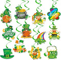St-Saint Patricks-Day Party Decorations Garland Streamers - 12Pcs Green Banner Decor Shamrock Gonme Hat Hanging Swirl,Baby Shower Birthday Irish Lucky Party Supplies Hugtmr