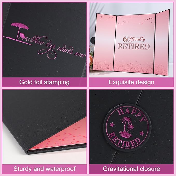 Pink Retirement Party Decorations Large retirement Card Signing Happy Retired Guest Book Creative Retirement Card For Men Women