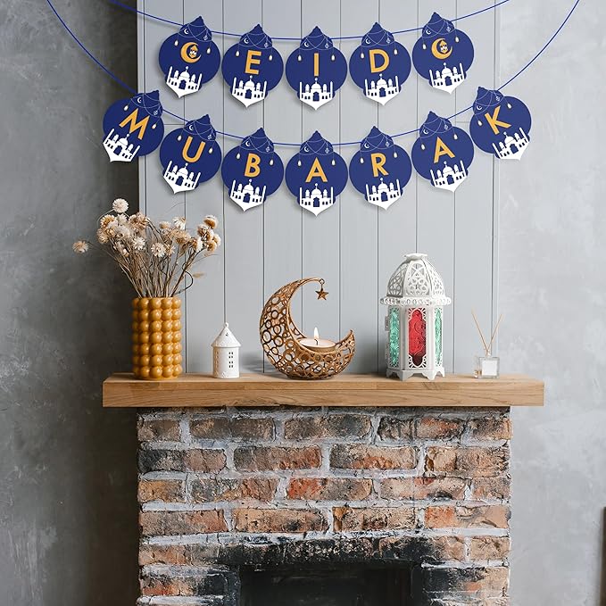 OHOME Eid Mubarak Decorations - Eid Banner & Decor Backdrop for Home & Outdoor 2024