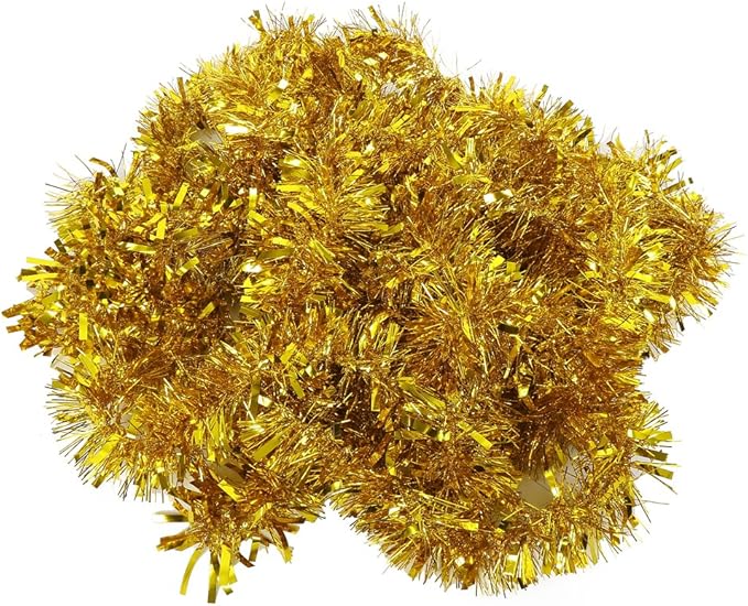 DECORA Gold Tinsel Garland for Christmas Tree Decorations Wedding Birthday Party Supplies 33 FEET
