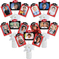 Big Dot of Happiness Red Graduation Photo Display Centerpiece Kit - 15 Double-Sided Photo Table Topper Sticks, Vertical and Horizontal 4x6 Picture Holders, DIY Party Decoration Set