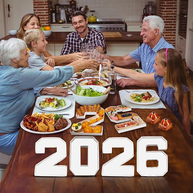2026 Cardboard Numbers for Charcuterie, 4 Pack, 10.25 inch Fillable 2026 Numbers- Charcuterie Tray for Graduation Parties, Candy Display Box - Cardboard Decor, White