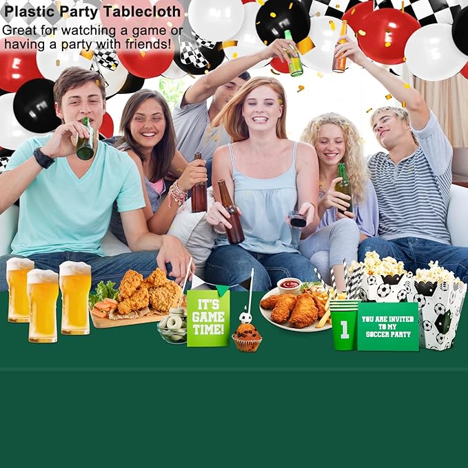 WNINK 2 Pack Dark Green Plastic Tablecloth Disposable Table Covers 54" x 108" Table Cloths for Bridal Shower Engagement Wedding Birthday Picnic Plastic Table Cloths for Parties
