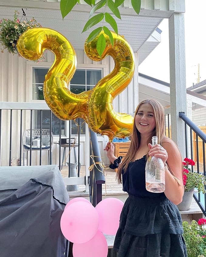 Gold Number 20 Balloon 40 inch, 20 Number Balloons, 20th Gold Birthday Decorations, 20 Year Old Girls Boys Golden Party Supplies
