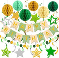Birthday Decorations, Happy Birthday Banner with Honeycomb Balls, Swirls Set Happy Birthday Decorations Sign for Men Women Boys Girls Birthday Party Supplies Kit for Indoor Outdoor