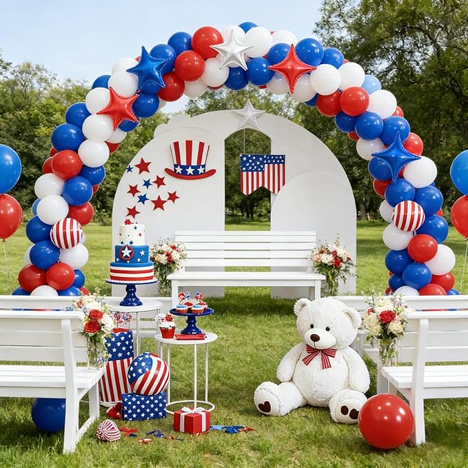 320 Pcs Red White and Blue 12 Inch Bulk Latex Balloons, for 4th of July Independence Day Patriotic Wedding Birthday Party Decorations