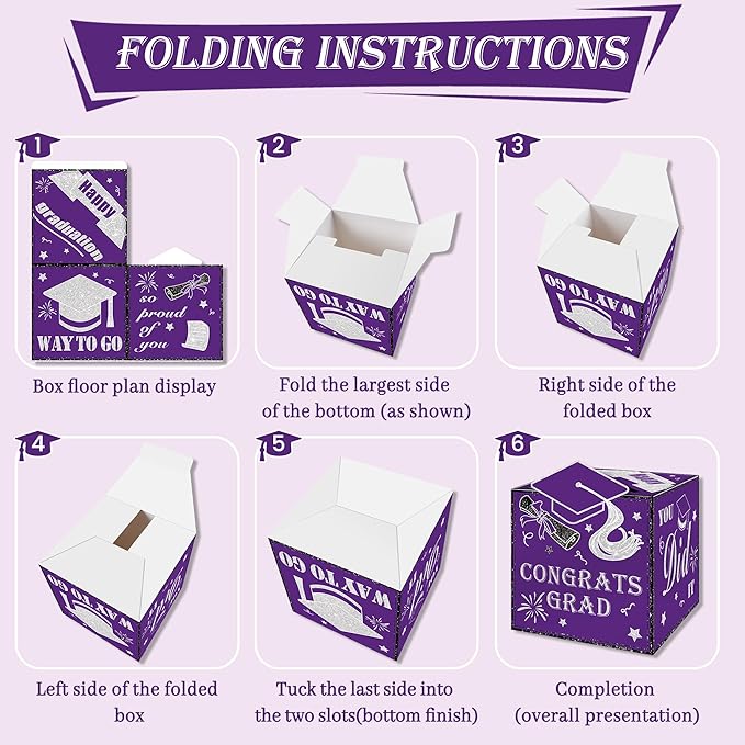 AYGXU graduation card box 2026 with 30pcs graduations cards,Graduations party Decorations,graduation box for gifts and Cards,graduations money box,Graduation Party Supplies-purple box