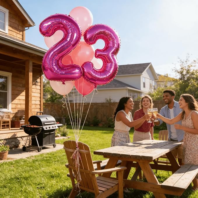 Laser Hot Pink 9 Balloon, Number Balloons 40 Inch, 9th Giant Birthday Decorations for Girls,19th 29th Party Decorations Supplies, Number 9 Balloon