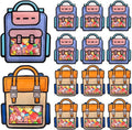 EONSUI 30PCS Plastic Cartoon Backpack Shaped Goodies Bags with Handles for Kids Birthday, Back to School Supplies, Baby Shower, Party, Wedding, Reusable Bulk Gift Wrapper for Candy, Snacks, Chocolate