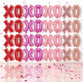 16 Pcs XO Valentines Balloons, 16 Inch Red Pink XOXO Letters Foil Mylar Balloons Banner Valentine Day Balloon Decorations for Romantic Galentines Day Bridal Shower Engagement Anniversary Party Decor