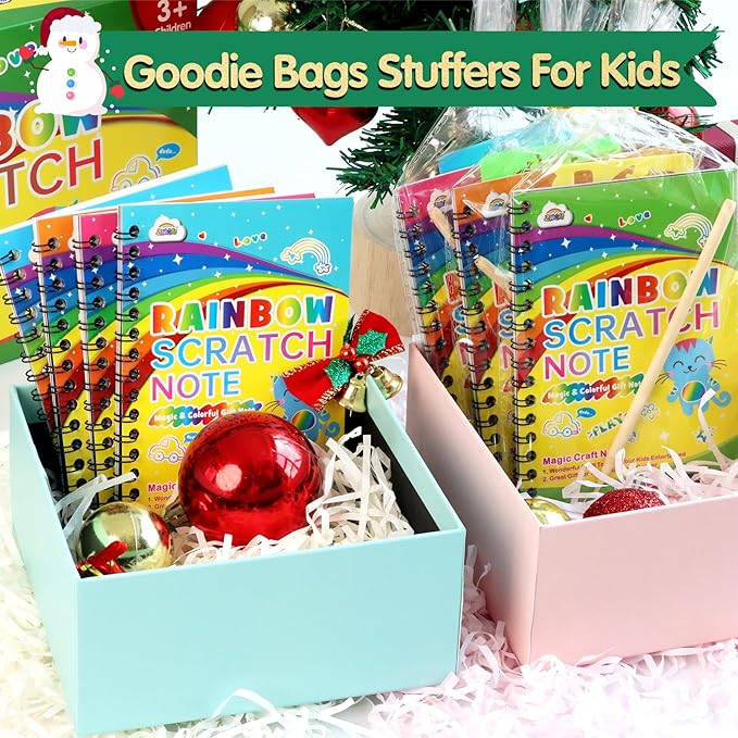 ZMLM 24 Pack Scratch Art Party Favors: Birthday Party Favors for Kids 4-8, Bulk Rainbow Scratch Notebook Paper Pads, Goodie Bags Stuffers Girls Boys Classroom Gifts Crafts Toys Easter Basket Stuffers