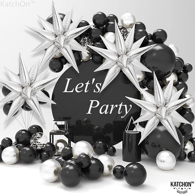 KatchOn, Large Silver Star Balloons - 50 Pieces | Star Balloon with Shine for Graduation Decorations 2026 | Silver Foil Balloons for Graduation Party Decorations | Birthday, Wedding Party Supplies