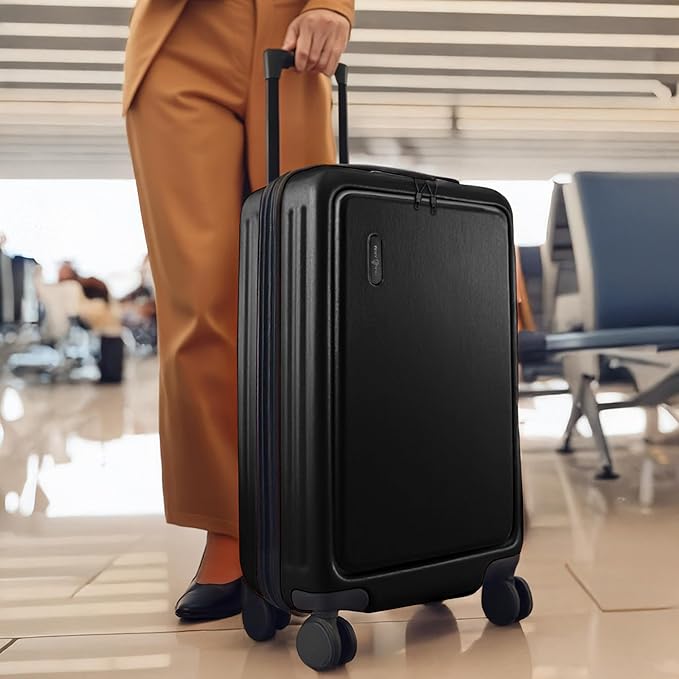 TRAVELARIM 24 Inch Luggage with Spinner Wheels, Hard Shell Suitcase with TSA Locks for Luggage, Travel Large Suitcase, Expandable Hard Shell Suitcases, Black