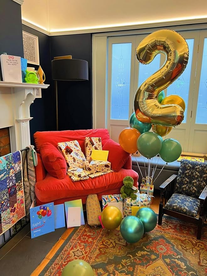 12 Gold Number Balloons, 40 Inch Balloons for Woman Man 12th Birthday Party Decoration, Foil Number Ballon for 12, 21 Anniversary, Bridal Shower, Graduation, Valentine's Day, Mother's Day, Easter