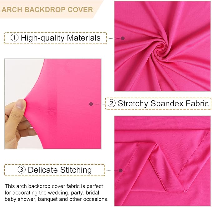 Spandex Arch Cover Set of 3 Hot Pink 4 5 6FT Fuchsia Arch Backdrop Cover Stretchy Arch Stand Cover Small Round Top Backdrop Cover Double Sided Arch Covers for Party Wedding Banquet