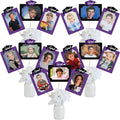 Purple Grad Graduation Photo Display Centerpiece Kit - 15 Double-Sided Photo Table Topper Sticks, Vertical and Horizontal 4x6 Picture Holders, DIY Party Decoration Set