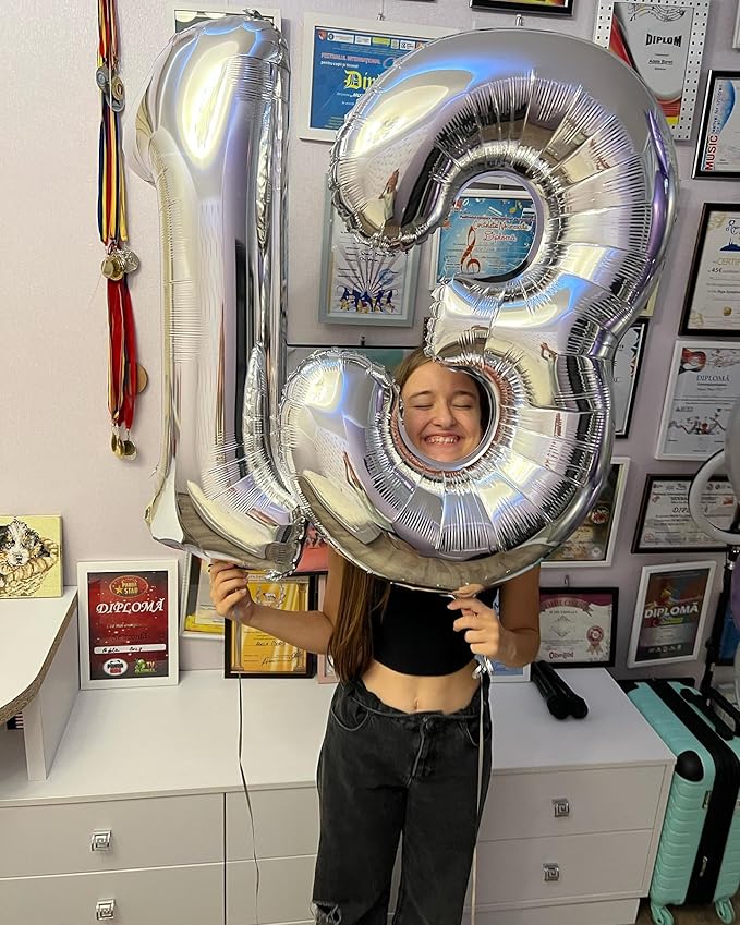 Silver Number 11 Balloon 40 inch, 11 Number Balloons, 11th Silver Birthday Decorations for Girls Boys Kids, 11 Year Old Silver Party Supplies