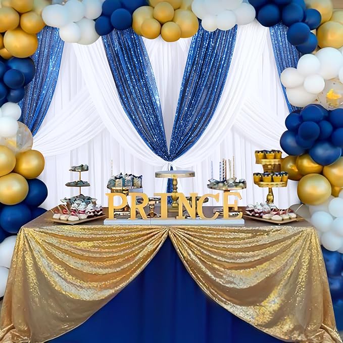 B-COOL Royal Blue Sequin Backdrop Curtains 2 Packs 2ftx8ft Sparkly Backdrop Fabric Glitter Backdrop for Party Ceremony Wedding Background Decoration
