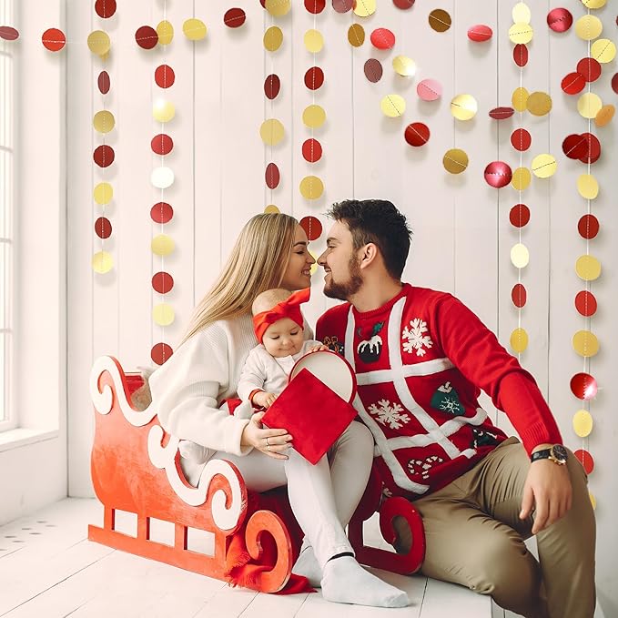 Cheerland Red and Gold Party Decorations Valentines Backdrop Gold Party Decorations Birthday Scarlet Maroon Hanging Garlands Celebration for Weddings Bridal Showers Lunar New Year Valentines