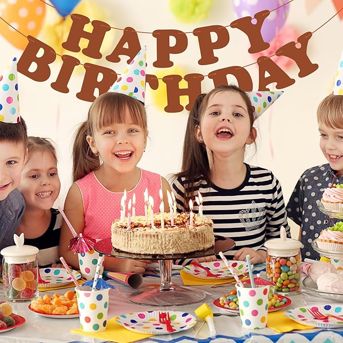 Brown Happy Birthday Banner Birthday Party Decorations Sign Birthday Backdrop Party Supplies Happy Birthday Bunting Banner for Kids Adults