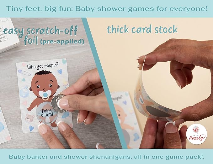 Party Hearty Baby Shower Games for Boy, 66 Poopie Emoji Scratch Off Lottery Tickets, Baby Games Ideas, Scratch Off Game