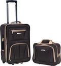 Rockland Fashion Softside Upright Luggage Set,'Expandable,Lightweight,Telescopic Handle,Wheel, Brown, 2-Piece (14/19)