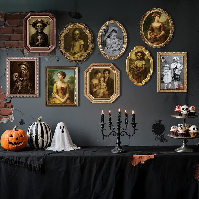 Halloween Decoration Scary Indoor Wall Decor, 12Pack 3D Changing Face Moving Picture Portrait Horror Decoration for Party Home Castle Haunted House Props(Style F)