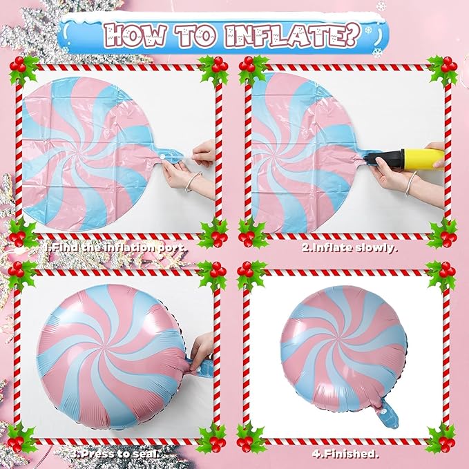 Christmas Balloon Garland 129pcs, Gingerbread Pink Green Red White Balloons Arch Kit with Foil 22inch Large 4D Balloon Candy Cane Gift Box Balloons for Christmas Party New Year Xmas Holiday Decoration