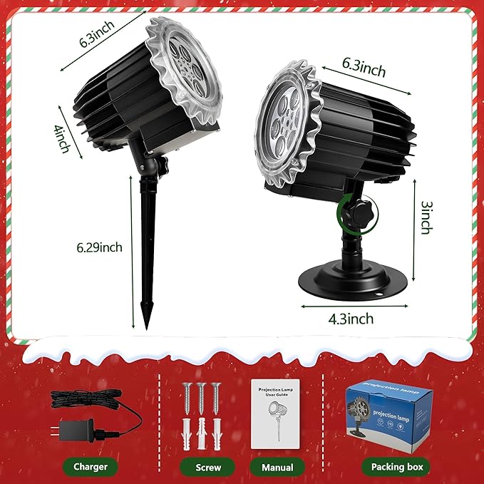 Christmas Projector Lights Outdoor, 3D Dynamic Christmas Light Projector Outdoor Christmas Lights, Landscape Decorative Lighting Waterproof for Yard Wall Holiday Xmas New Year Decorations