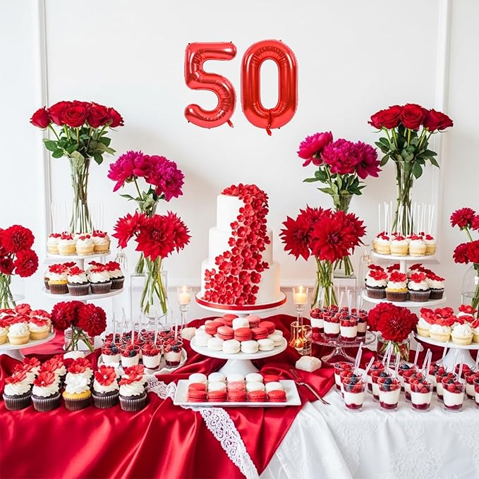 TONIFUL Number Balloons 16 Inch Red 2 Set 0-9 Number Mylar Foil Balloons 20 Pcs Custom digitalal for 2026 New Year Eve Birthday Party Engagement Graduations Anniversary Baby Shower Decor