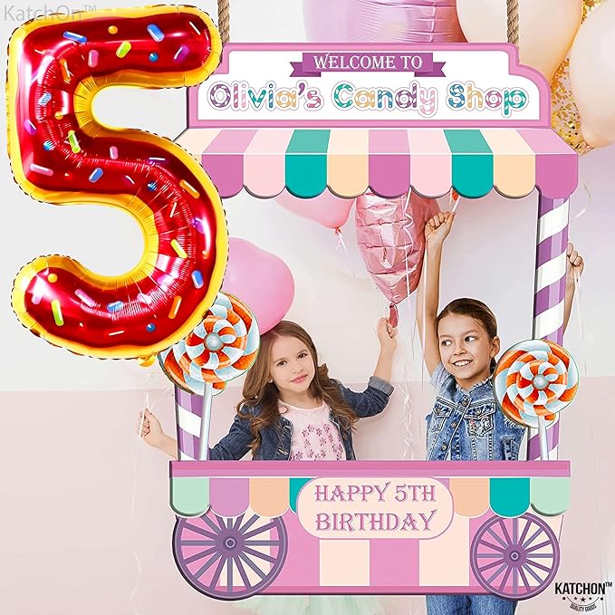 KatchOn, Giant Donut Number 5 Balloon - 40 Inch | 5th Birthday Balloon for Donut Party Decorations | 5 Balloon Number | 5th Balloons for Birthday Party | Five Balloon for Birthday Decorations