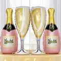 Champagne Bottle Glass Balloons 4pcs, Large Champagne Wine Foil Mylar Balloons for Women Girls Birthday Bachelorette Bridal Shower Wedding Anniversary Engagement Celebration Party Decorations Supplies