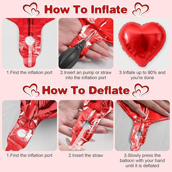 Red Heart Balloons,12Pcs Heart Shaped Foil Balloons,18Inch Red Love Helium Polyester Film Balloon for Valentine's Day Anniversary Birthday Anniversary Wedding Party Decorations