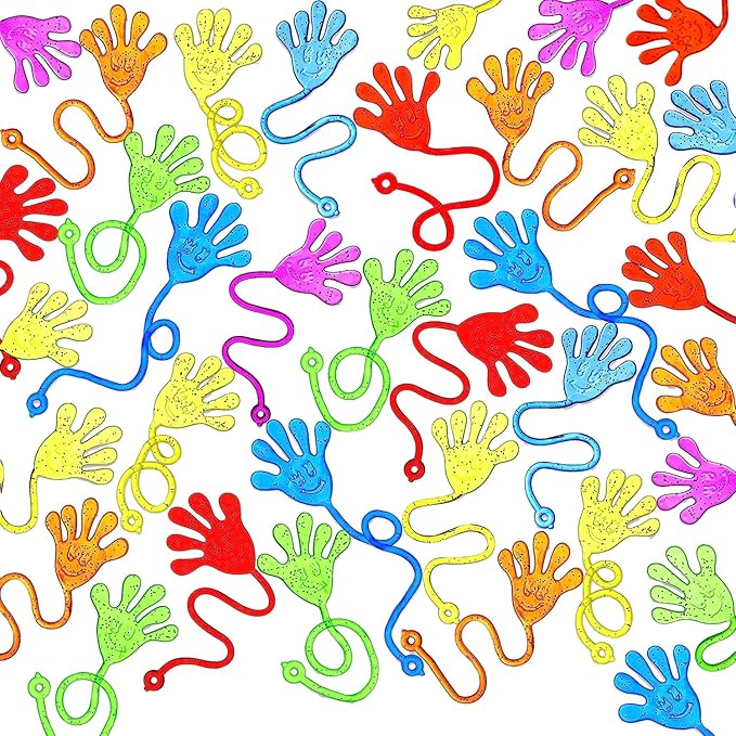JOYIN 48Pcs Glitter Sticky Hands Party Favors, Easter Egg Fillers Party Favors Set for Kids, Holiday Traditions, Classroom Treasure Box Carnival Prizes Bulk Pinata Stuff Mini Toys, goodie bags