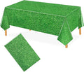 54 x 108 Inch Grass Party Tablecloths Disposable Plastic Green Table Cover for Golf Birthday Party Hole in One Decorations Outdoor Indoor Supplies